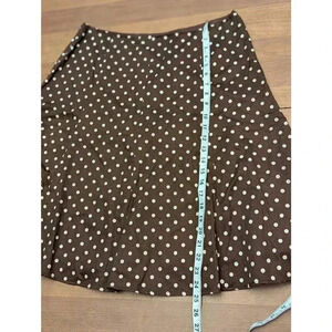 100% Cotton brown w/white polka dot midi length skirt, Jones New York Signature